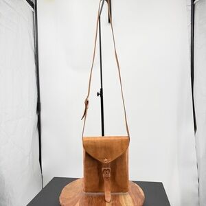 Women Genuine tan Brown Leather Cross‎ Body Shoulder Bag Messenger Purse